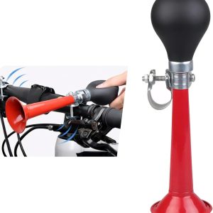 1 PC Bicycle PVC + Alloy Front/Mid-Pipe/Tail Air Horn with Squeeze Ball, 7.87" x 1.96" x 2.16" Safety Warning Mountain BikeBicycle Auxiliary Travel Horn Equipment (Red & Black)