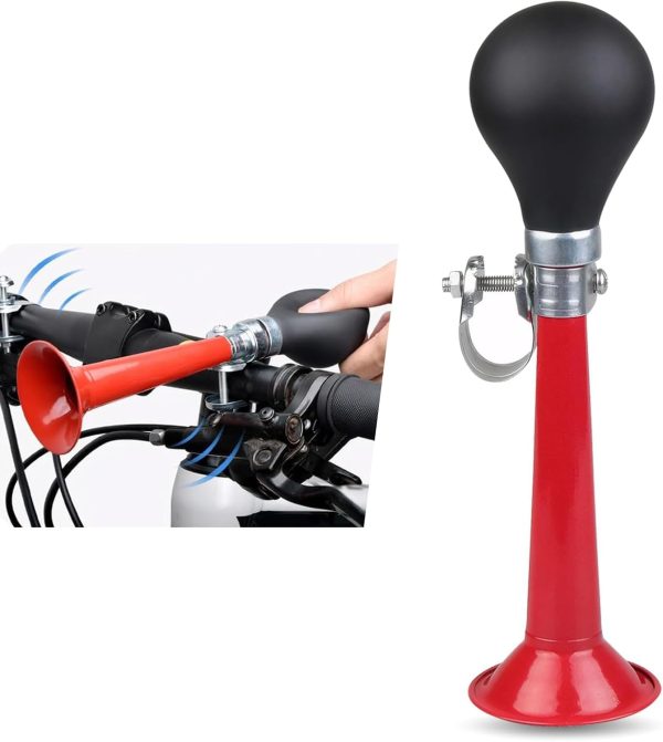 1 PC Bicycle PVC + Alloy Front/Mid-Pipe/Tail Air Horn with Squeeze Ball, 7.87" x 1.96" x 2.16" Safety Warning Mountain BikeBicycle Auxiliary Travel Horn Equipment (Red & Black)