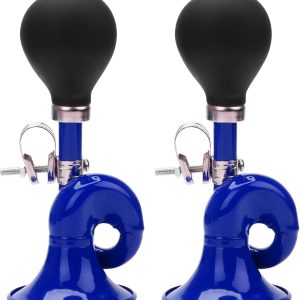 2 Pack Bugle Horn,  Retro Clown Horn, Kids Bike Horn, Classic Vintage Metal Twist Loudspeaker Siren Hooter Snail Air Horn for Vehicles Bicycles Golf Cart