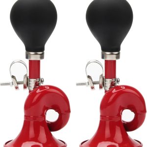 2 Pack Bugle Horn,  Retro Clown Horn, Kids Bike Horn, Classic Vintage Metal Twist Loudspeaker Siren Hooter Snail Air Horn for Vehicles Bicycles Golf Cart