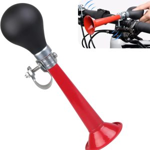 1 PC Metal Air Horn, 7.87" x 2.16" Horn with Squeeze Ball,Cycling Equipment Accessories, Universal for Most Bicycles, Mountain Bike (Red)